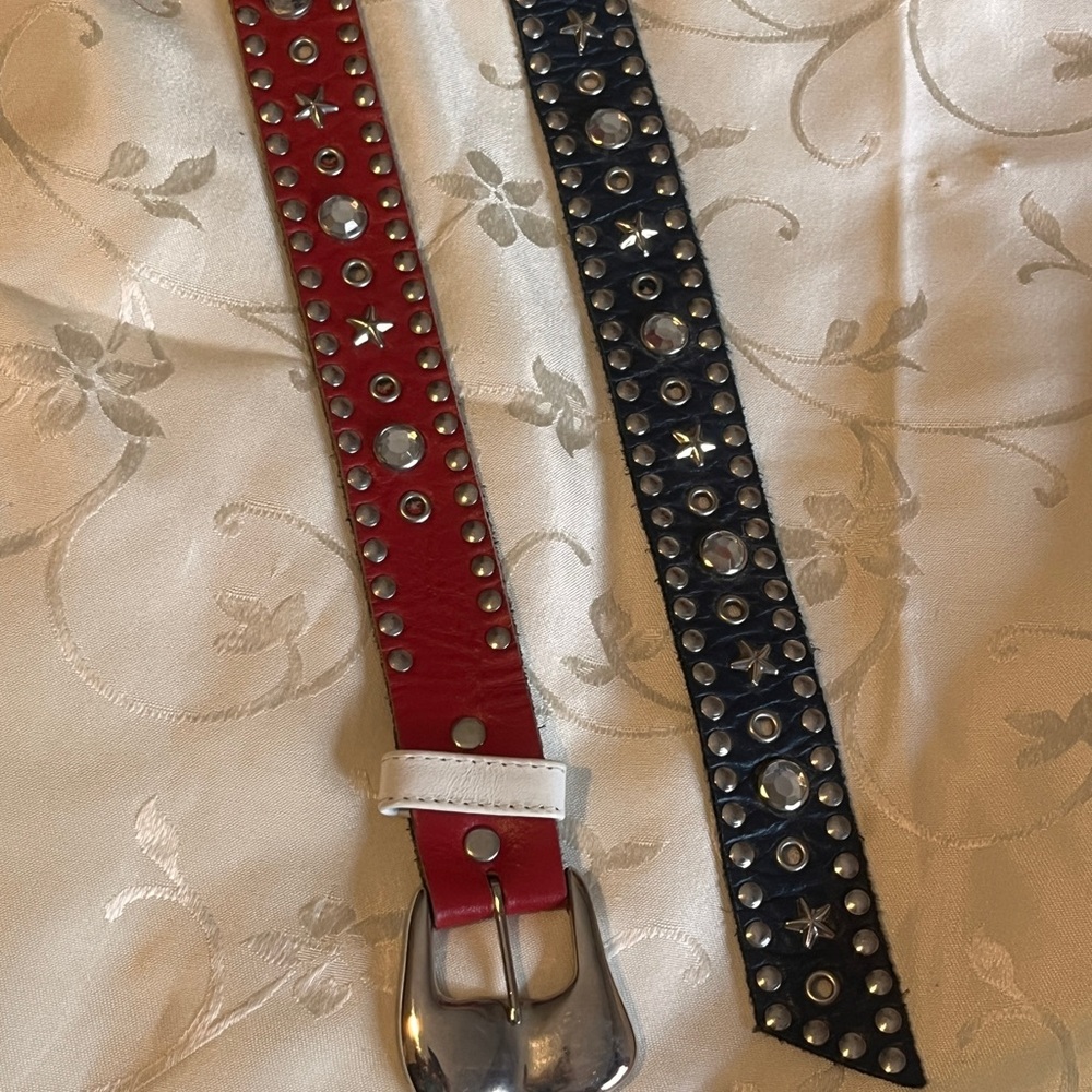 Red and Black Studded Leather Belts